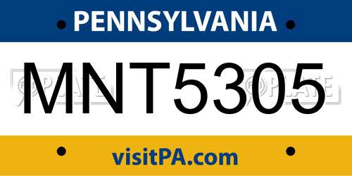 MNT5305 Pennsylvania License Plate