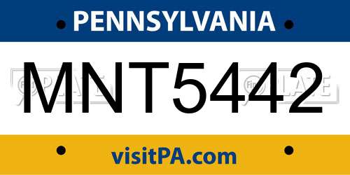 MNT5442 Pennsylvania License Plate