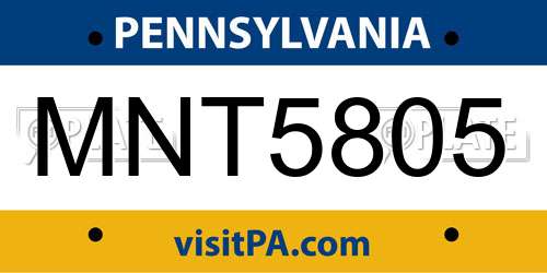 MNT5805 Pennsylvania License Plate