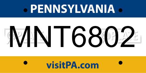 MNT6802 Pennsylvania License Plate