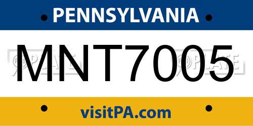 MNT7005 Pennsylvania License Plate