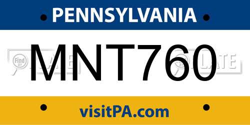 MNT760 Pennsylvania License Plate