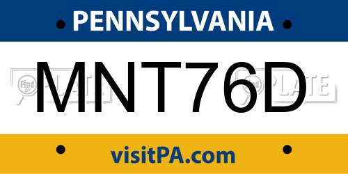 MNT76D Pennsylvania License Plate