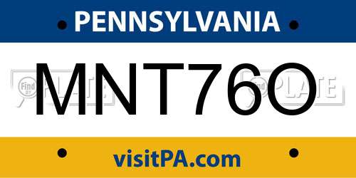 MNT76O Pennsylvania License Plate