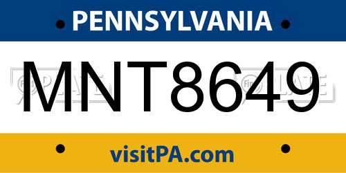 MNT8649 Pennsylvania License Plate