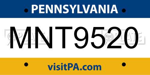 MNT9520 Pennsylvania License Plate