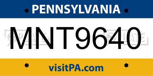 MNT9640 Pennsylvania License Plate