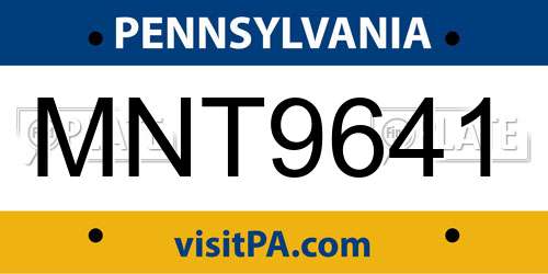 MNT9641 Pennsylvania License Plate