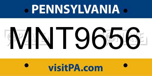 MNT9656 Pennsylvania License Plate