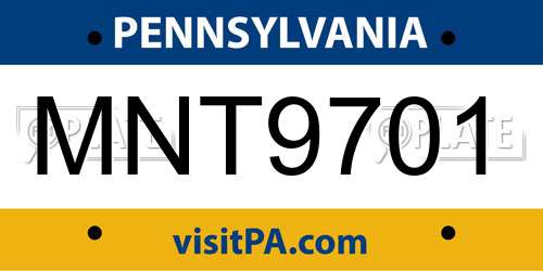 MNT9701 Pennsylvania License Plate