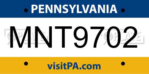 MNT9702 Pennsylvania License Plate