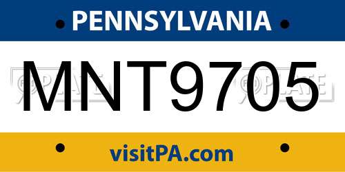 MNT9705 Pennsylvania License Plate