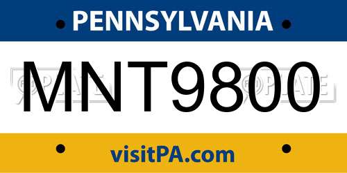 MNT9800 Pennsylvania License Plate