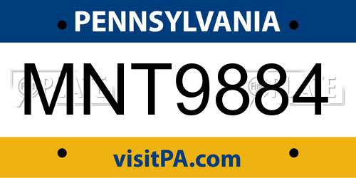 MNT9884 Pennsylvania License Plate