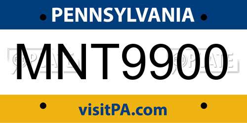 MNT9900 Pennsylvania License Plate