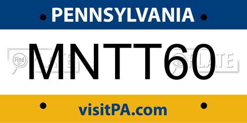 MNTT60 Pennsylvania License Plate