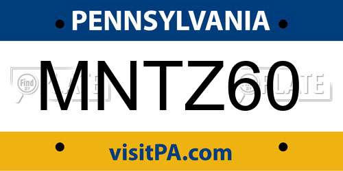 MNTZ60 Pennsylvania License Plate