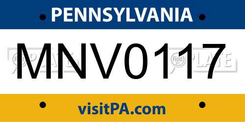 MNV0117 Pennsylvania License Plate