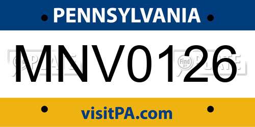 MNV0126 Pennsylvania License Plate