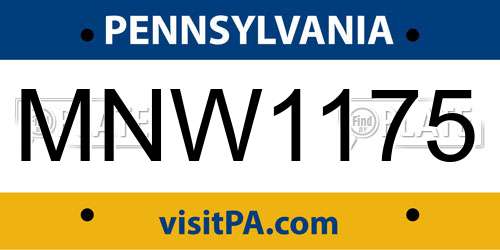 MNW1175 Pennsylvania License Plate