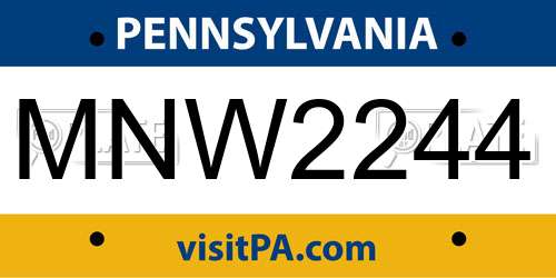 MNW2244 Pennsylvania License Plate