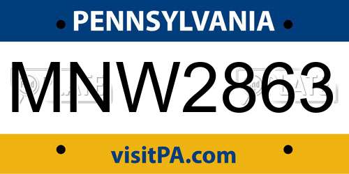 MNW2863 Pennsylvania License Plate