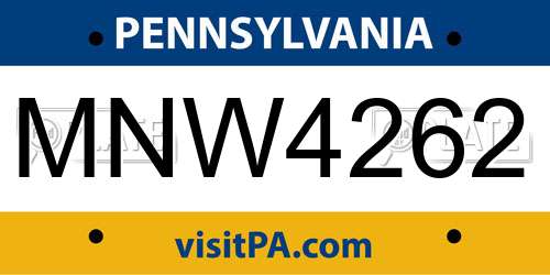 MNW4262 Pennsylvania License Plate