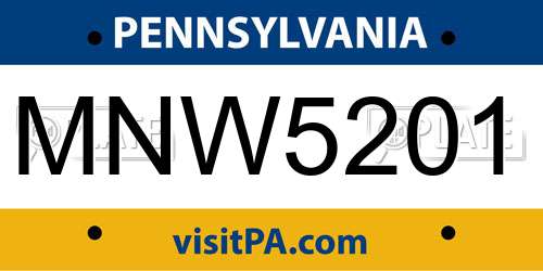 MNW5201 Pennsylvania License Plate