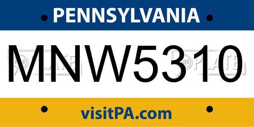 MNW5310 Pennsylvania License Plate
