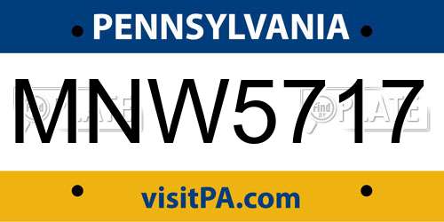 MNW5717 Pennsylvania License Plate