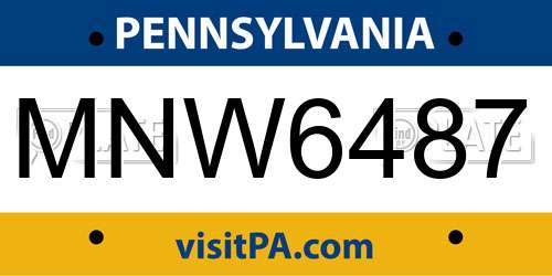 MNW6487 Pennsylvania License Plate