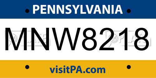 MNW8218 Pennsylvania License Plate