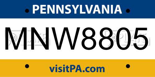 MNW8805 Pennsylvania License Plate