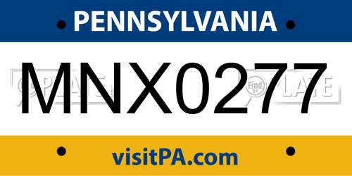 MNX0277 Pennsylvania License Plate