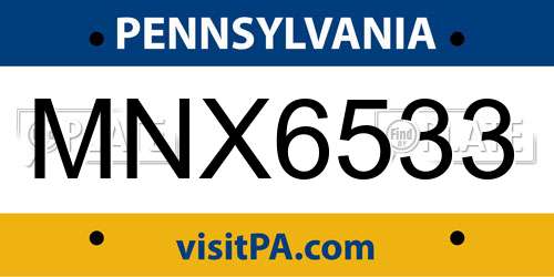 MNX6533 Pennsylvania License Plate