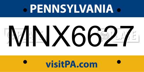 MNX6627 Pennsylvania License Plate