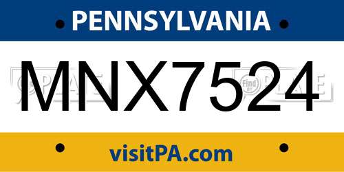 MNX7524 Pennsylvania License Plate