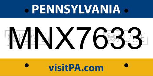 MNX7633 Pennsylvania License Plate