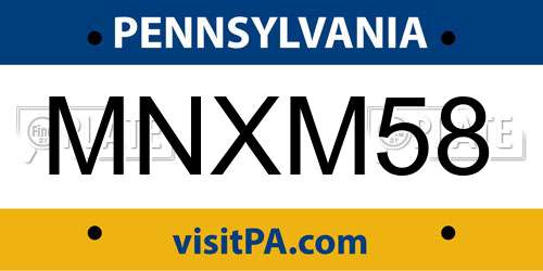 MNXM58 Pennsylvania License Plate