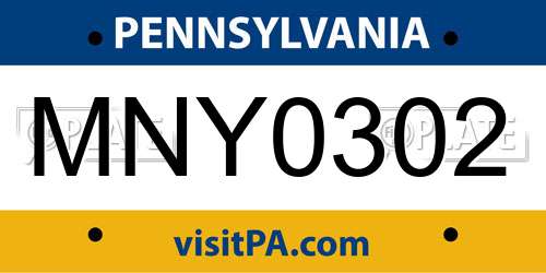 MNY0302 Pennsylvania License Plate