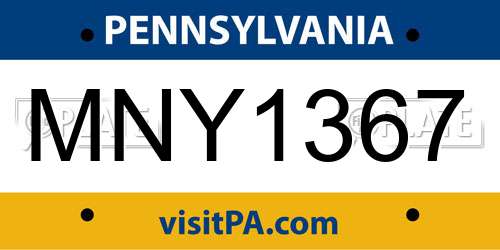 MNY1367 Pennsylvania License Plate