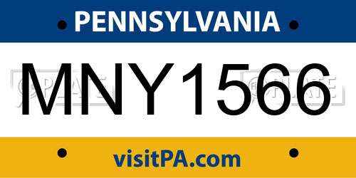 MNY1566 Pennsylvania License Plate