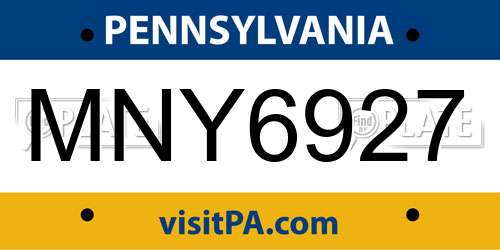 MNY6927 Pennsylvania License Plate