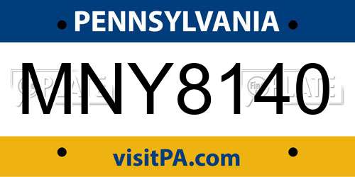 MNY8140 Pennsylvania License Plate