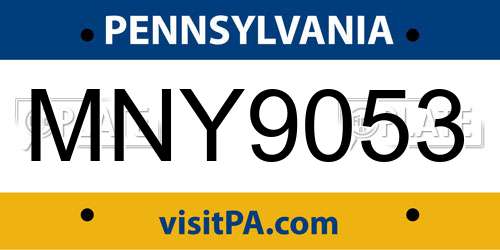 MNY9053 Pennsylvania License Plate