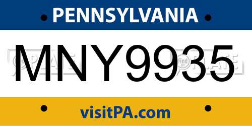 MNY9935 Pennsylvania License Plate