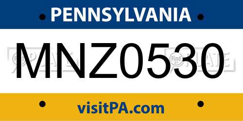 MNZ0530 Pennsylvania License Plate