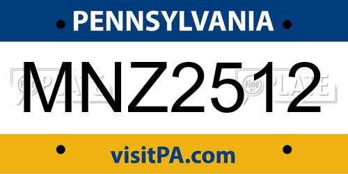 MNZ2512 Pennsylvania License Plate