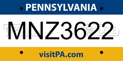 MNZ3622 Pennsylvania License Plate