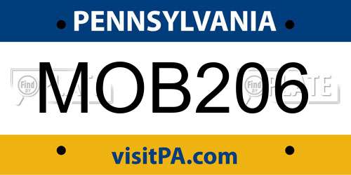MOB206 Pennsylvania License Plate